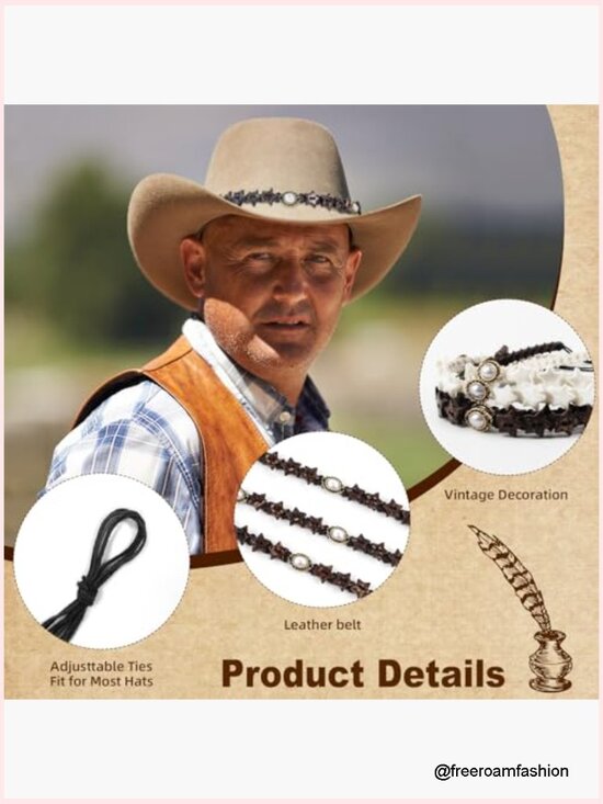 Handmade Cowboy Hat Band Replacement Pearl Hat Belt Fedora Panama main image 5